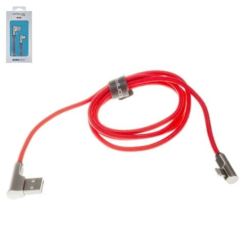 USB-кабель Konfulon S71, Lightning, 2.0 А, 100 см, Г-образный, в нейлоновой оплетке, красный