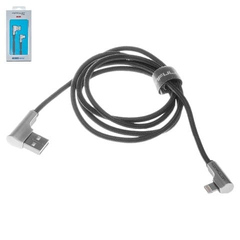 USB-кабель Konfulon S71, Lightning, 2.0 А, 100 см, Г-образный, в нейлоновой оплетке, чорний