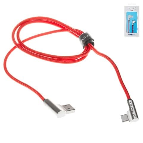 USB-кабель Konfulon S72, Type-C, 100 см, Г-образный, в нейлоновой оплетке, красный