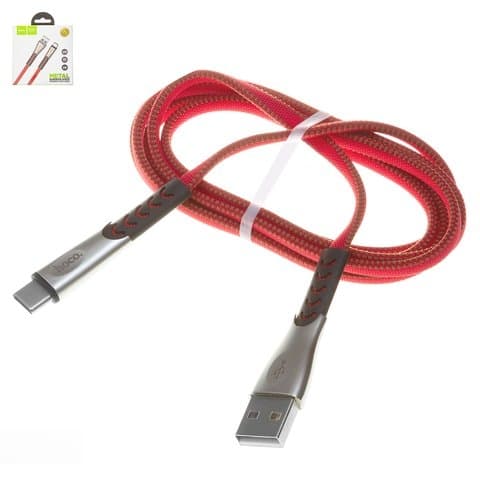 USB-кабель Hoco U48, Type-C, 2.4 А, 120 см, плоский, в нейлоновой оплетке, красный