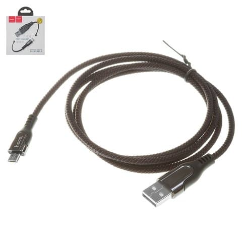 USB-кабель Hoco U54, Micro-USB, 2.4 А, 120 см, с индикатором, в нейлоновой оплетке, чорний