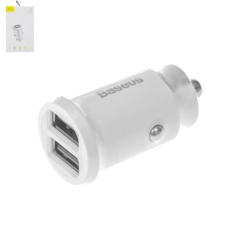 Автомобильний зарядний пристрій Baseus C8-K, 2 USB, 3.1А, белое, CCALL-ML02 | зарядка, зарядное устройство