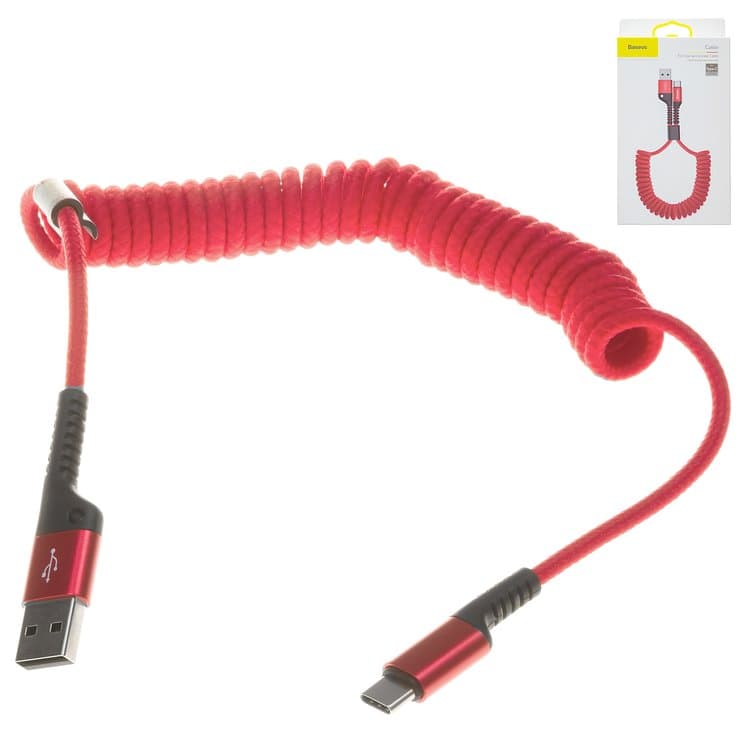 USB-кабель Baseus, Type-C, 100 см, в нейлоновой оплетке, 2.0 А, красный, #CATSR-09