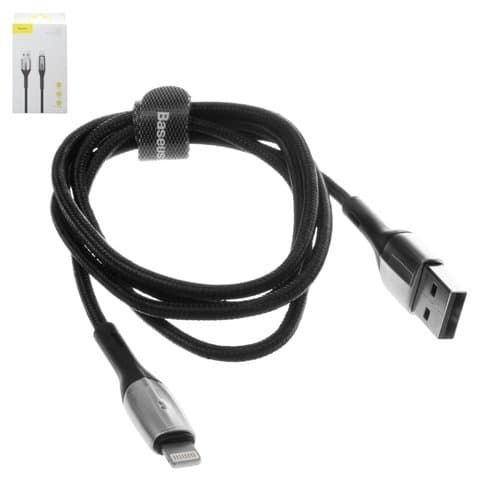 USB-кабель Baseus Horizontal, Lightning, 100 см, 2,4 А, чорний, #CALSP-B01