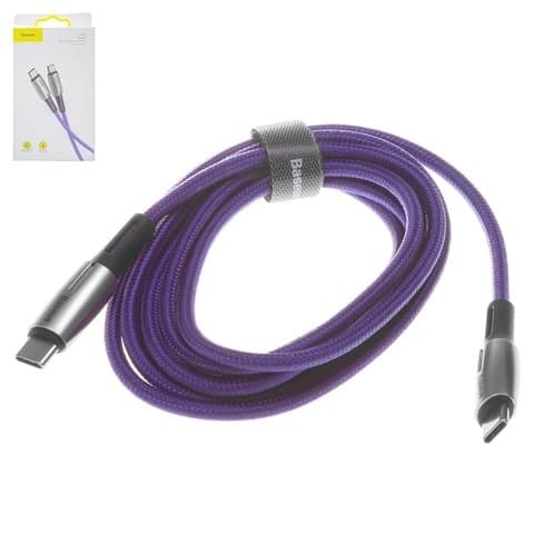 USB-кабель Baseus, Type-C на Type-C, 200 см, с индикатором, в нейлоновой оплетке, 3.0 А, фиолетовый, CATSD-K05