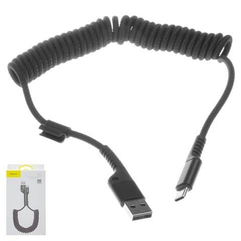 USB-кабель Baseus Fish Eye Spring, Type-C, 100 см, 2 A, чорний, #CATSR-01