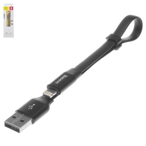 USB-кабель Baseus, Micro-USB, Lightning, 23 см, чорний, плоский, 2.0 А, #CALMBJ-01