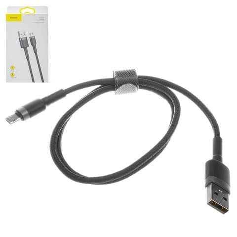 USB-кабель Baseus, Micro-USB, 50 см, двухсторонний, в нейлоновой оплетке, 2.4 А, черный, #CAMKLF-AG1