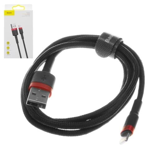USB-кабель Baseus, Lightning, 100 см, в нейлоновой оплетке, 2.4 А, чорний, #CALKLF-B19