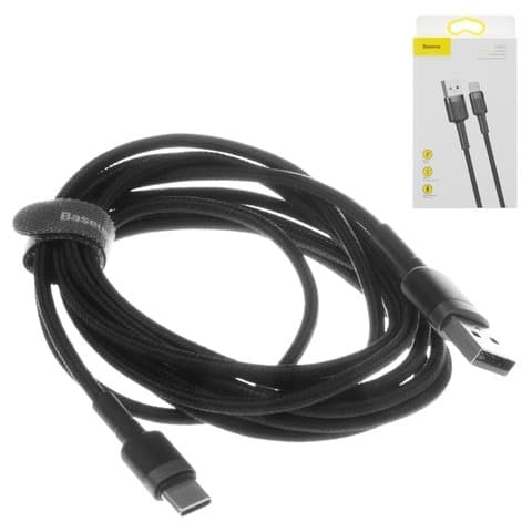 USB-кабель Baseus, Type-C, 200 см, в нейлоновой оплетке, 2.0 А, чорний, #CATKLF-CG1