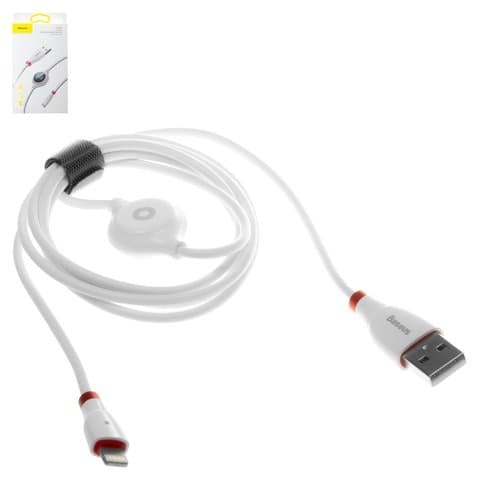 USB-кабель Baseus, Lightning, 120 см, с цифровым индикатором зарядки, 2.0 А, білий, #CALEYE-02