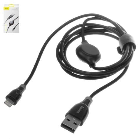 USB-кабель Baseus, Lightning, 120 см, с цифровым индикатором зарядки, 2.0 А, черный, #CALEYE-01