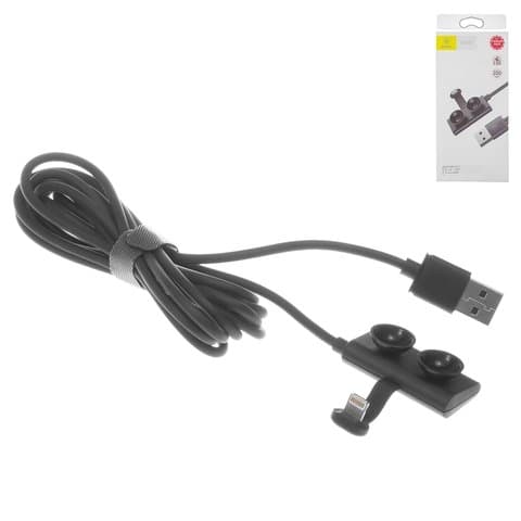 USB-кабель Baseus, Lightning, 200 см, с креплением, 1,5А, чорний, #CALXP-B01