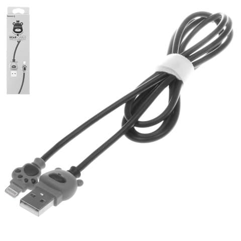 USB-кабель Baseus, Lightning, 2.0 А, 100 см, чорний, сірий, #CALBE-0G