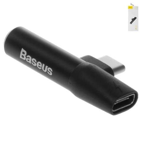 Адаптер Baseus L41, Type-C на 3.5 мм, 2 в 1, 1А, не поддерживает функции микрофона TRRS 3.5 мм, чорний, #CATL41-01