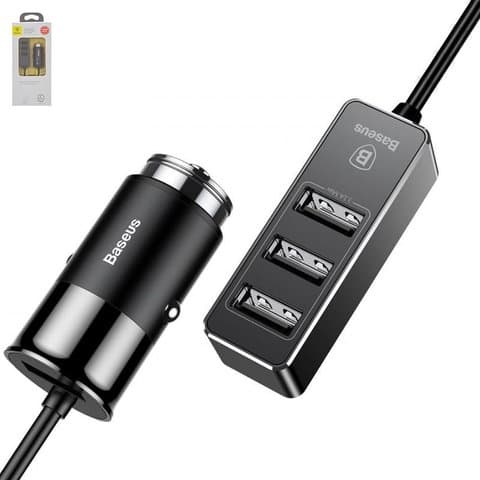 Автомобильное зарядное устройство Baseus F629, 1 USB, 2.4 А, 3 USB, 3.1А, черное, CCTON-01