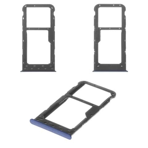 Тримач (лоток) SIM-карты Huawei P Smart, синій, с держателем карты памяти (MMC), Original (PRC) | держатель СИМ-карты