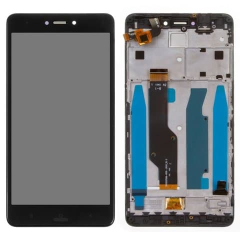 Дисплей Xiaomi Redmi Note 4X, черный | с тачскрином | с передней панелью | Original (реновация) | дисплейный модуль, экран, монитор