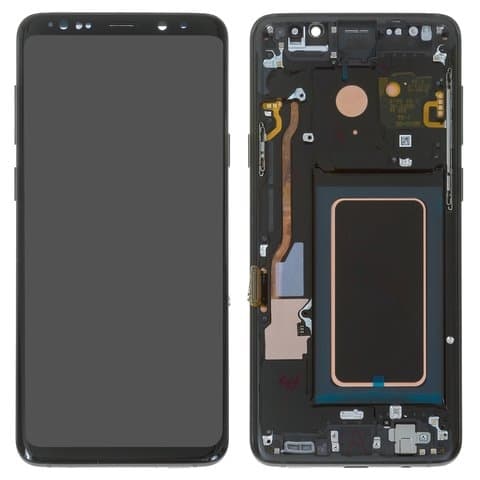 Дисплей Samsung SM-G965 Galaxy S9 Plus, черный, Midnight Black | с тачскрином | с передней панелью | Original (реновация), AMOLED | дисплейный модуль, экран, монитор