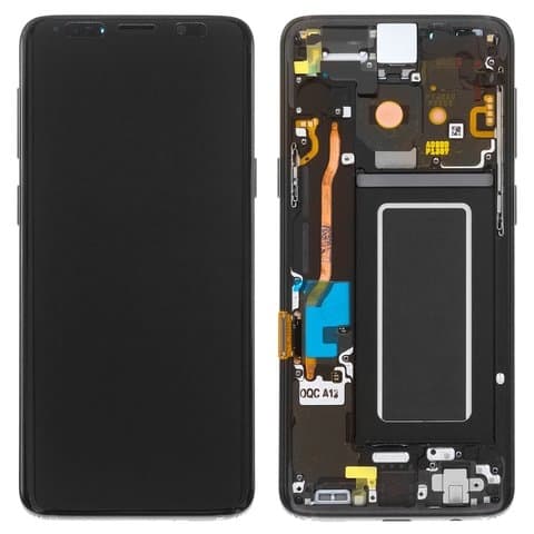 Дисплей Samsung SM-G960 Galaxy S9, черный, Midnight Black | с тачскрином | с передней панелью | Original (PRC), Super AMOLED | дисплейный модуль, экран, монитор