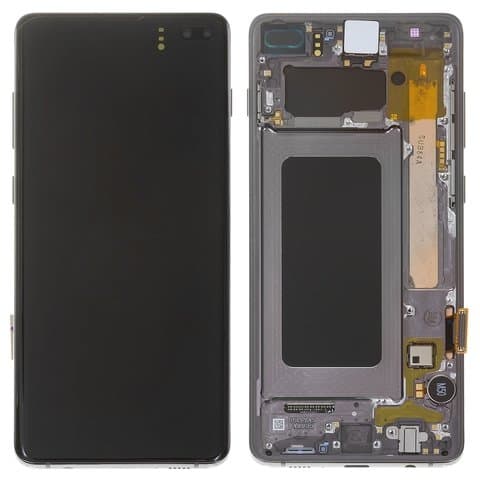 Дисплей Samsung SM-G975 Galaxy S10 Plus, черный | с тачскрином | с передней панелью | Original (Сервис-Центр), AMOLED, GH82-18849A, GH82-18834A | дисплейный модуль, экран