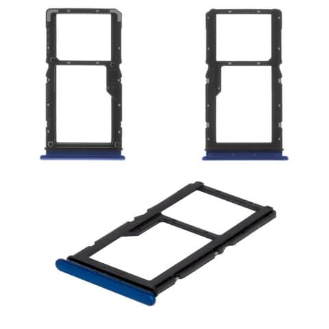 Держатель (лоток) SIM-карты Xiaomi Redmi Note 7, M1901F7G, M1901F7H, M1901F7I, синий, Original (PRC)