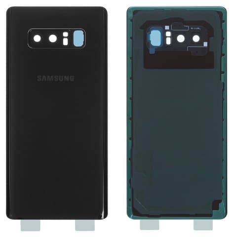 Задняя крышка Samsung SM-N950 Galaxy Note 8, черная, Midnight Black, со стеклом камеры, midnight Black, Original (PRC) | корпус, панель аккумулятора, АКБ, батареи