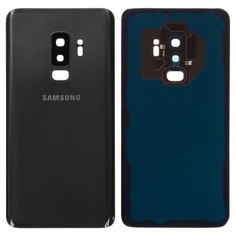 Задняя крышка Samsung SM-G965 Galaxy S9 Plus, черная, Midnight Black, со стеклом камеры, Original (PRC) | корпус, панель аккумулятора, АКБ, батареи