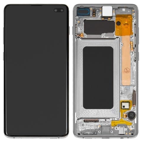 Дисплей Samsung SM-G975 Galaxy S10 Plus, белый | с тачскрином | с передней панелью | Original (PRC), AMOLED | дисплейный модуль, экран, монитор