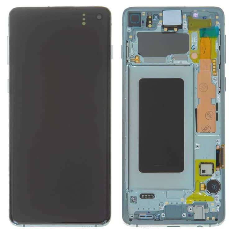 Дисплей Samsung SM-G973 Galaxy S10, зеленый, Prism Green | с тачскрином | с передней панелью | Original (PRC), AMOLED | дисплейный модуль, экран