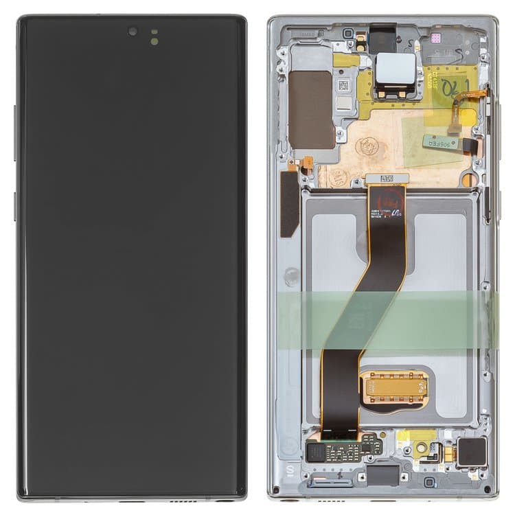 Дисплей Samsung SM-N975 Galaxy Note 10 Plus, серебристый, Aura Glow | с тачскрином | с передней панелью | Original (Сервис-Центр) | дисплейный модуль, экран, GH82-20900C