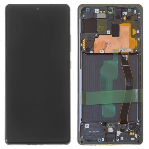 Дисплей Samsung SM-G770 Galaxy S10 Lite, черный | с тачскрином | с передней панелью | Original (Сервис-Центр), GH82-21672A, GH82-22045A, GH82-21992A | дисплейный модуль, экран