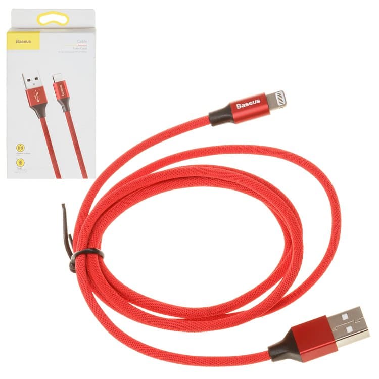 USB-кабель Baseus, Lightning, 120 см, в нейлоновой оплетке, 2.0 А, красный, #CALYW-09