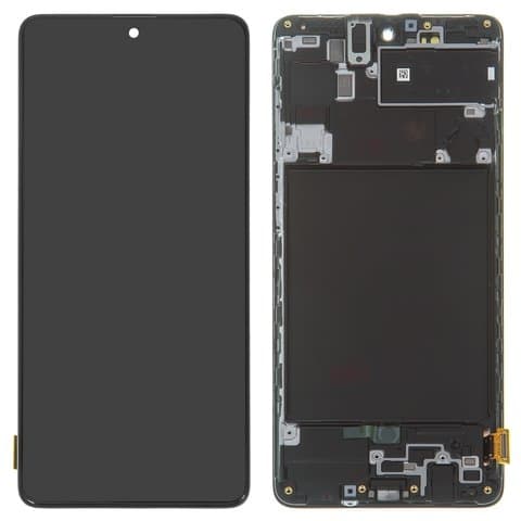 Дисплей Samsung SM-A715 Galaxy A71, черный | с тачскрином | с передней панелью | Original (PRC), AMOLED | дисплейный модуль, экран, монитор
