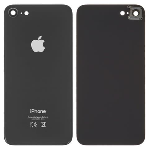 Задняя крышка Apple iPhone 8, черная, Space Gray, со стеклом камеры, Original (PRC) | корпус, панель аккумулятора, АКБ, батареи