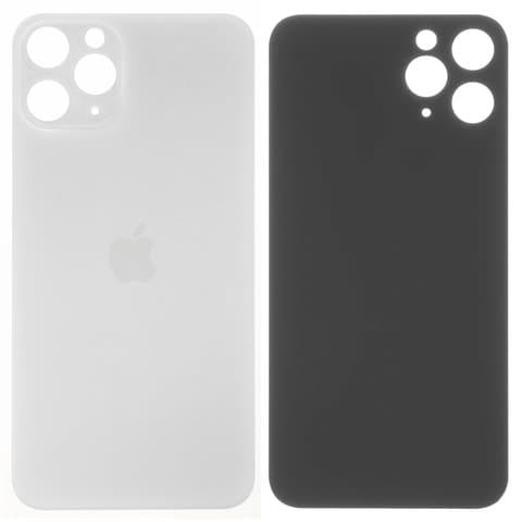 Задняя крышка Apple iPhone 11 Pro, белая, серебристая, Matte Silver, нужно снимать стекло камеры, small hole, Original (PRC) | корпус, панель аккумулятора, АКБ, батареи