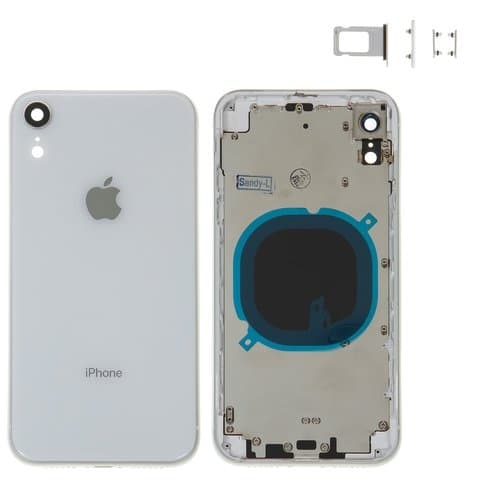 Корпус Apple iPhone XR, білий, с держателем SIM-карты, с боковыми кнопками