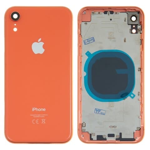 Корпус Apple iPhone XR, оранжевый, с держателем SIM-карты, с боковыми кнопками