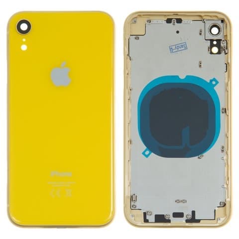 Корпус Apple iPhone XR, желтый, с держателем SIM-карты, с боковыми кнопками