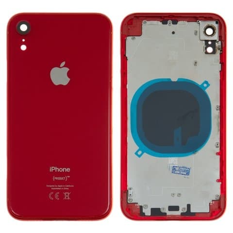 Корпус Apple iPhone XR, красный, с держателем SIM-карты, с боковыми кнопками