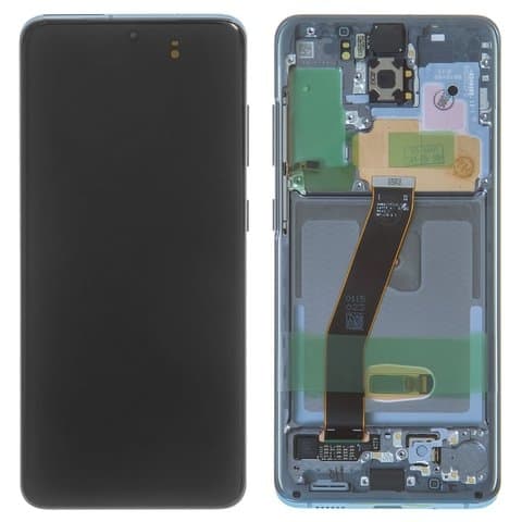 Дисплей Samsung SM-G980 Galaxy S20, SM-G981 Galaxy S20 5G, синий, Cloud Blue | с тачскрином | с передней панелью | Original (Сервис-Центр), AMOLED, GH82-22131D | дисплейный модуль, экран, монитор