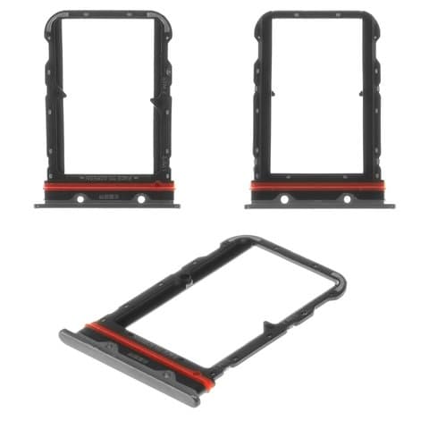 Тримач (лоток) SIM-карты Xiaomi Mi Note 10, Mi Note 10 Pro, M1910F4G, M1910F4S, чорний, сірий, Onyx Gray, Original (PRC) | держатель СИМ-карты