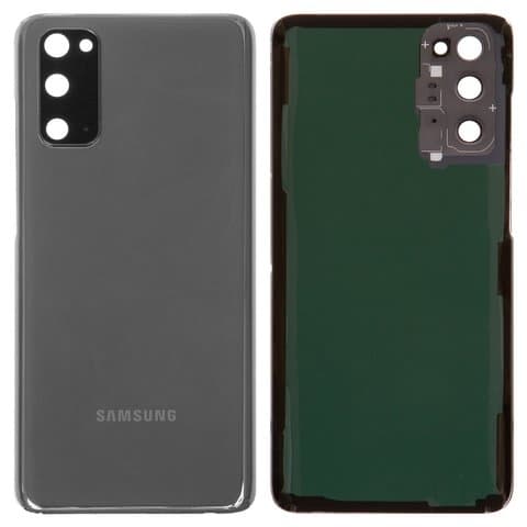 Задняя крышка Samsung SM-G980 Galaxy S20, черная, серая, Cosmic Grey, со стеклом камеры, Original (PRC) | корпус, панель аккумулятора, АКБ, батареи