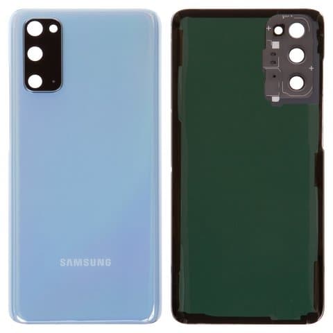 Задняя крышка Samsung SM-G980 Galaxy S20, голубая, синяя, Cloud Blue, со стеклом камеры, Original (PRC) | корпус, панель аккумулятора, АКБ, батареи