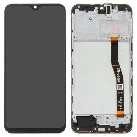 Дисплей Samsung SM-M205 Galaxy M20, черный | с тачскрином | с передней панелью | High Copy | дисплейный модуль, экран, монитор