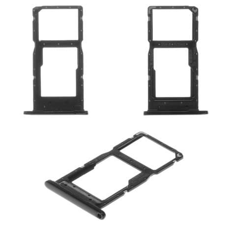 Тримач (лоток) SIM-карты Huawei P Smart (2019), POT-LX1, POT-LX1AF, POT-LX1RU, POT-LX2J, POT-LX3, чорний, с держателем карты памяти (MMC), Original (PRC) | держатель СИМ-карты