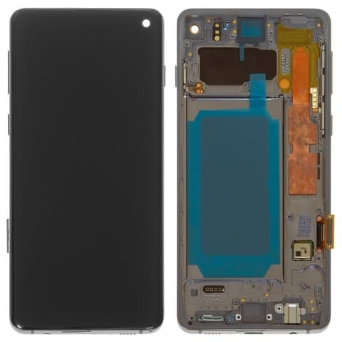 Дисплей Samsung SM-G973 Galaxy S10, черный | с тачскрином | с передней панелью | Original (реновация) | дисплейный модуль, экран