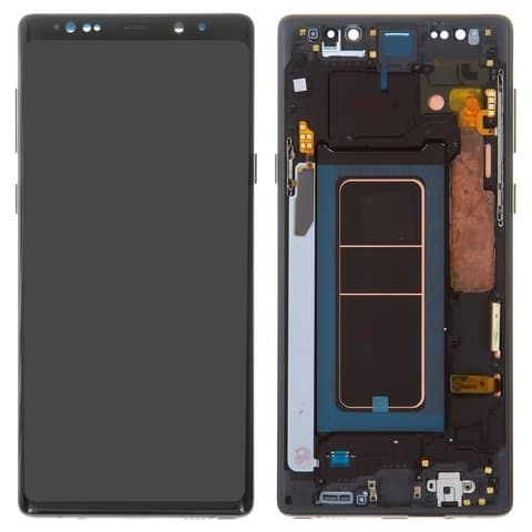 Дисплей Samsung SM-N960 Galaxy Note 9, черный, Midnight Black | с тачскрином | с передней панелью | Original (реновация), AMOLED | дисплейный модуль, экран