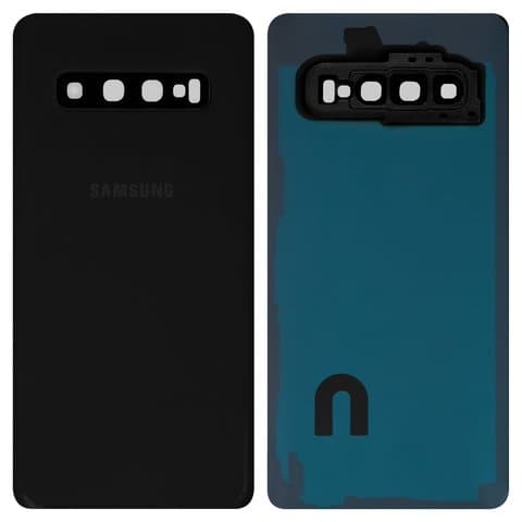 Задняя крышка Samsung SM-G973 Galaxy S10, черная, со стеклом камеры, Original (PRC) | корпус, панель аккумулятора, АКБ, батареи