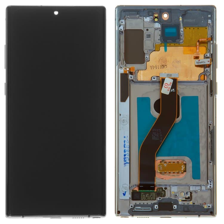 Дисплей Samsung SM-N975 Galaxy Note 10 Plus, сріблястий, Aura Glow | з тачскріном | в передній панелі | Original (реновація) | дисплейный модуль, экран